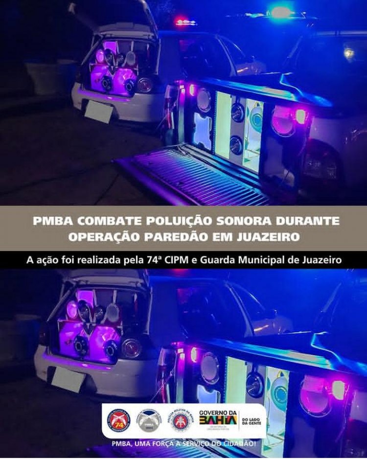 PMBA combate poluição sonora  durante Operação Paredão em Juazeiro