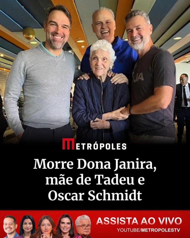 M0rreu nesta segunda-feira (25/5), a mãe do apresentador Tadeu Schmidt, Dona Janira, aos 92 anos.