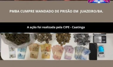   CIPE CAATINGA CUMPRE MANDADO DE PRISÃO E APREENDE TRÊS QUILOS DE DROGAS EM JUAZEIRO.