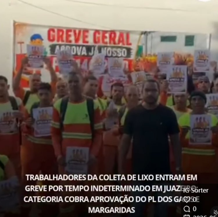Os trabalhadores da limpeza urbana de Juazeiro, no norte da Bahia, que atuam na coleta de lixo, iniciaram nesta segunda-feira (22)