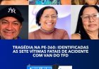 Foram identificadas as sete vítimas fatais do grave acidente entre uma van do Tratamento Fora do Domicílio (TFD) e um caminhão.