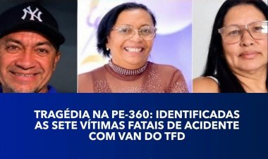 Foram identificadas as sete vítimas fatais do grave acidente entre uma van do Tratamento Fora do Domicílio (TFD) e um caminhão.