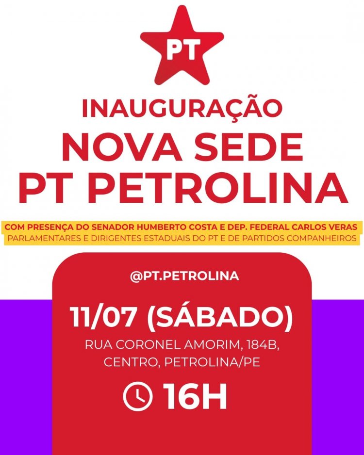 PT inaugura nova sede em Petrolina e amplia mobilização política para as eleições de 2026