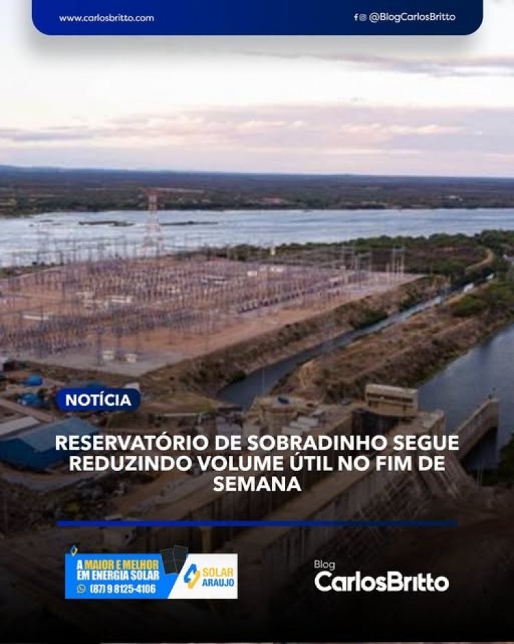 Mais um final de semana o Reservatório de Sobradinho (BA) segue em tendência de queda no volume útil.